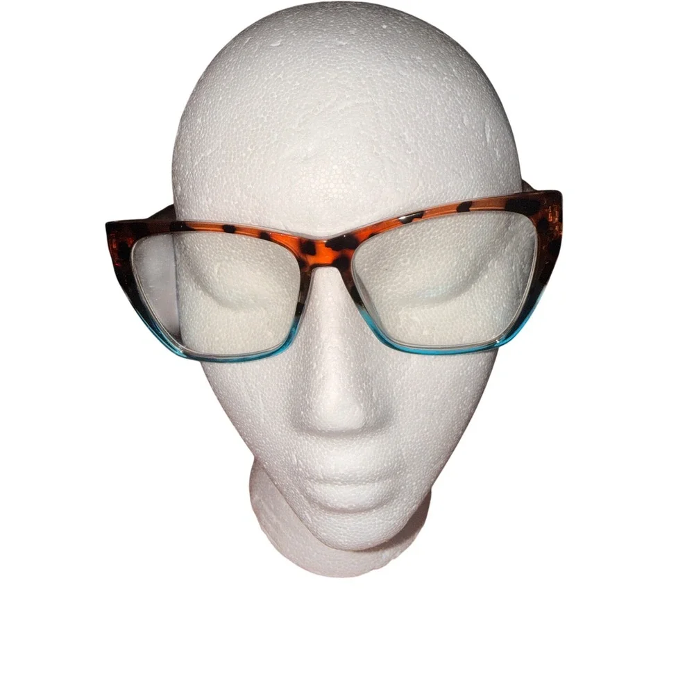 Cat Eye Reading Glasses Brown‎ Tortoise Teal Blue Two Tone +2.50 BR609 C6 Womens